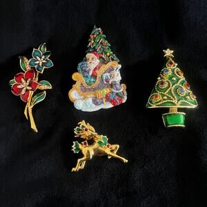 Last Chance Vintage Holiday SET of 4 Holiday Brooches | Pins
